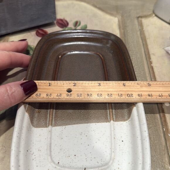 Vintage 70s Mikasa Studio Kiln Stoneware Butter Dish Potters Art Line Ben Seibel - Picture 12 of 14